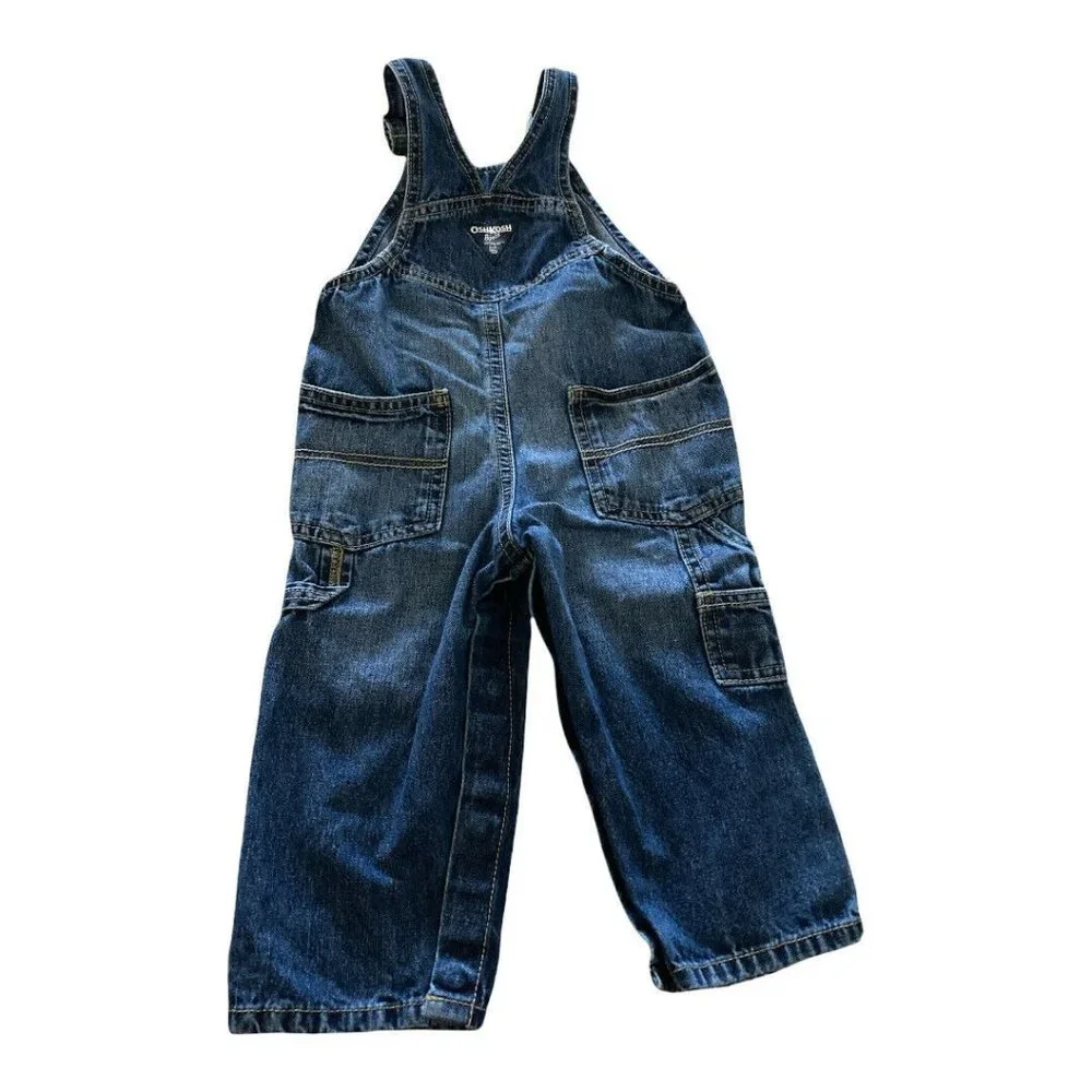 OSHKOSH B'GOSH VESTBAK BLUE DENIM LOGO OVERALLS OUTFIT SIZE 18M Toddler